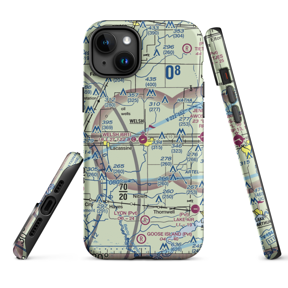 Welsh Airport (6R1) VFR Sectional  Tough iPhone Case iPhone 15 Plus model shown