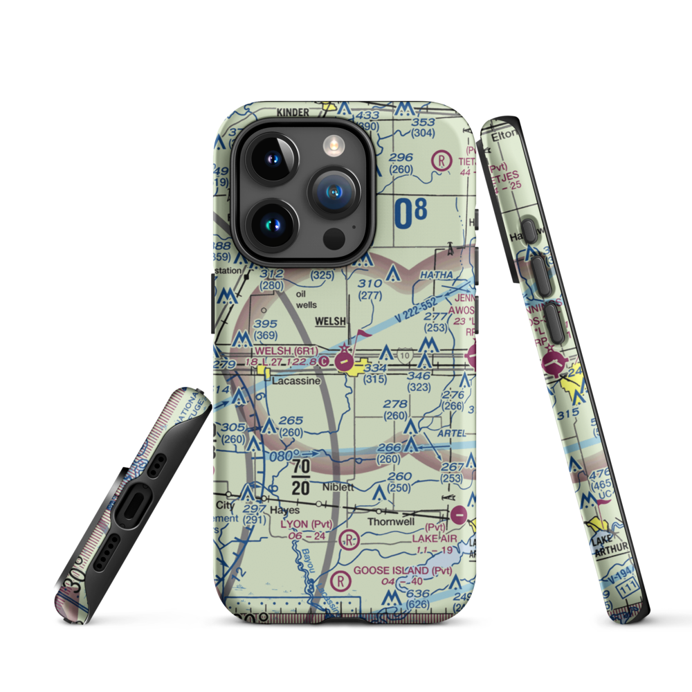 Welsh Airport (6R1) VFR Sectional  Tough iPhone Case iPhone 15 Pro model shown