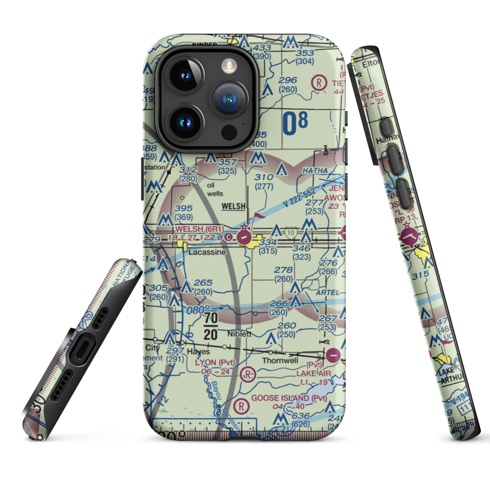 Welsh Airport (6R1) VFR Sectional  Tough iPhone Case iPhone 15 Pro Max model shown