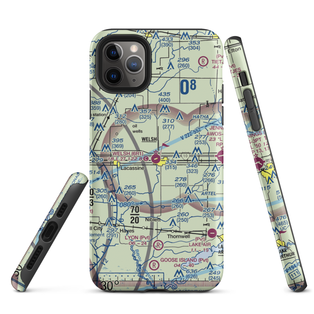 Welsh Airport (6R1) VFR Sectional  Tough iPhone Case iPhone 11 Pro Max model shown