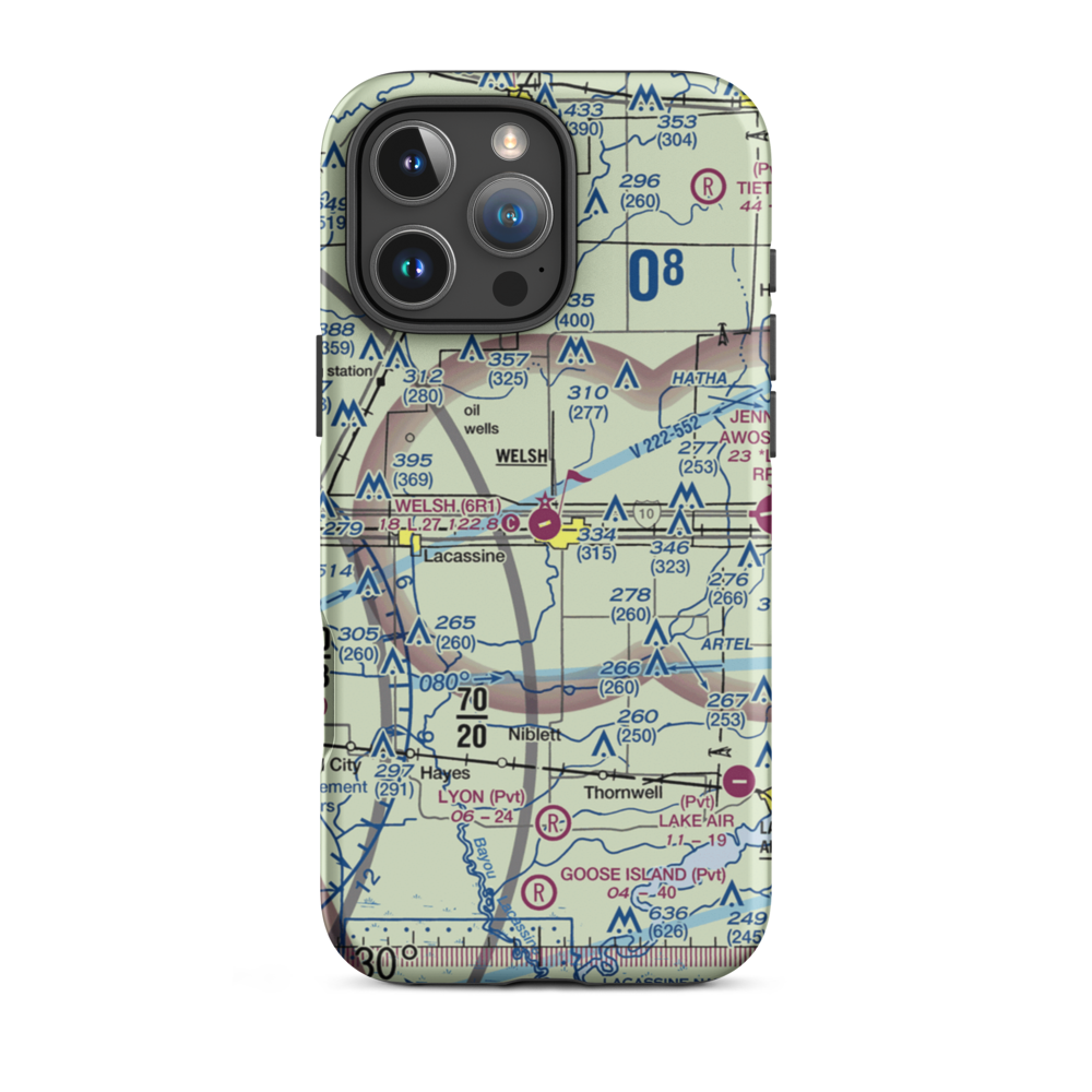 Welsh Airport (6R1) VFR Sectional  Tough iPhone Case iPhone 16 Pro Max model shown
