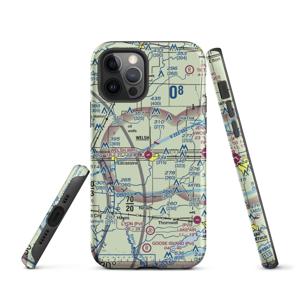 Welsh Airport (6R1) VFR Sectional  Tough iPhone Case iPhone 12 Pro model shown