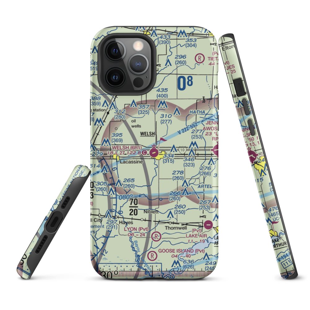 Welsh Airport (6R1) VFR Sectional  Tough iPhone Case iPhone 12 Pro Max model shown