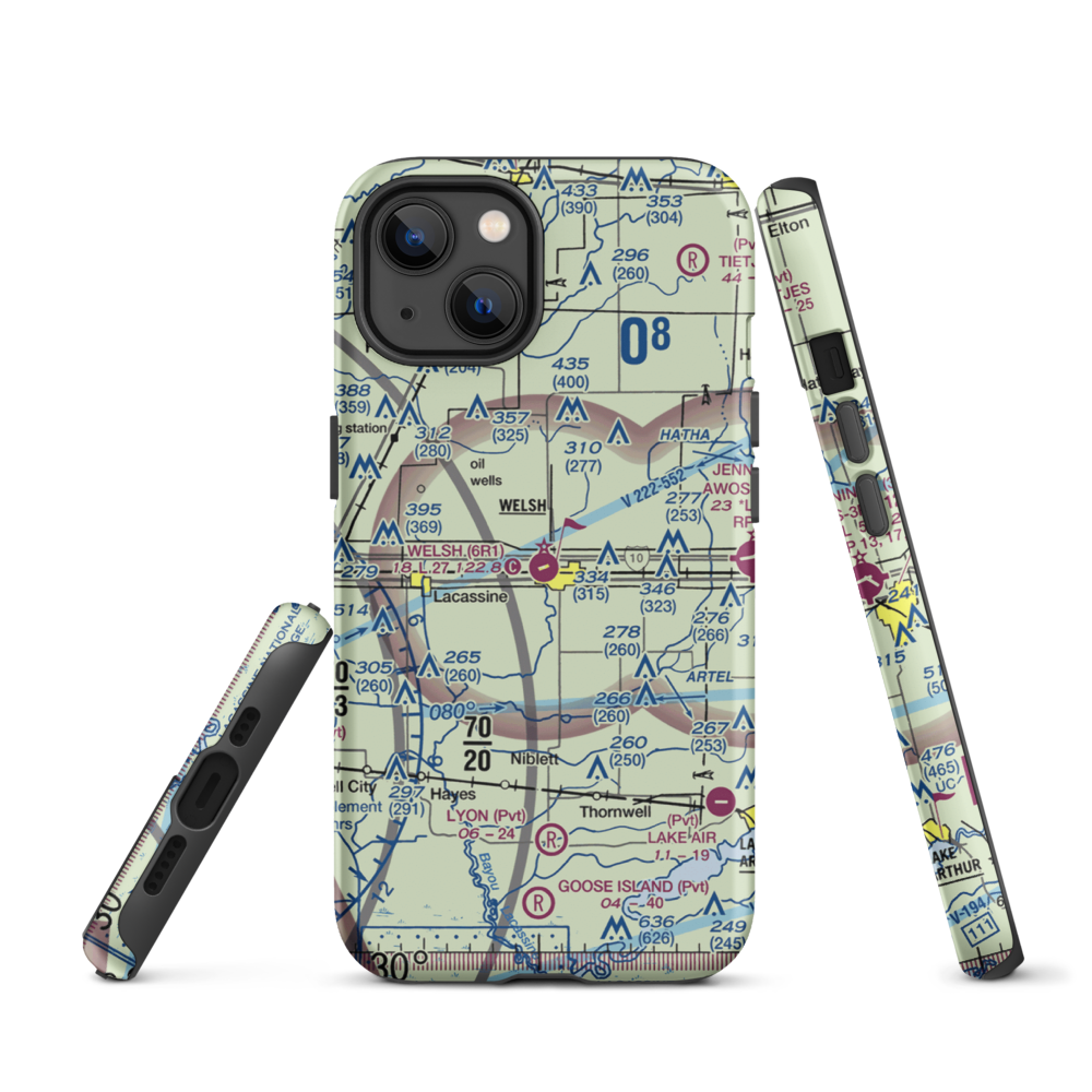 Welsh Airport (6R1) VFR Sectional  Tough iPhone Case iPhone 13 model shown