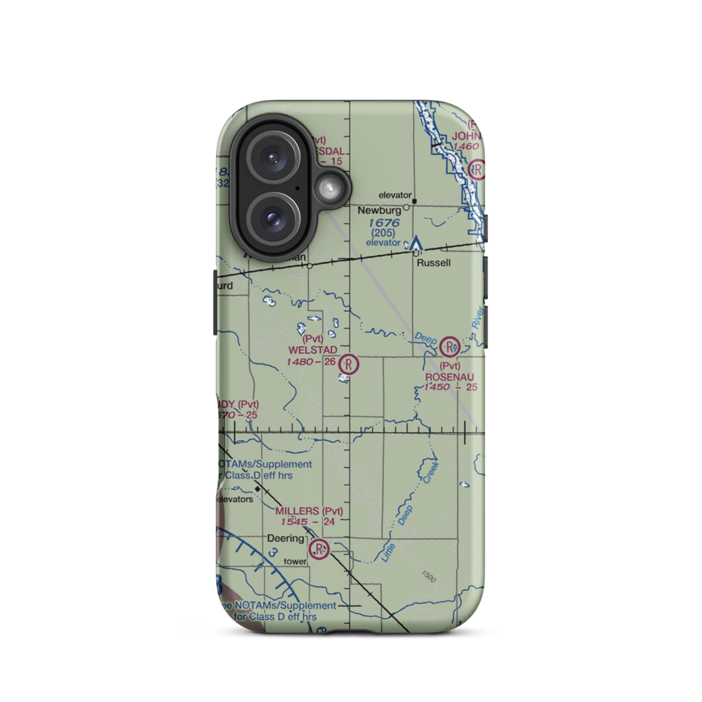 Welstad Farms Airstrip (NA73) VFR Sectional  Tough iPhone Case iPhone 16 model shown