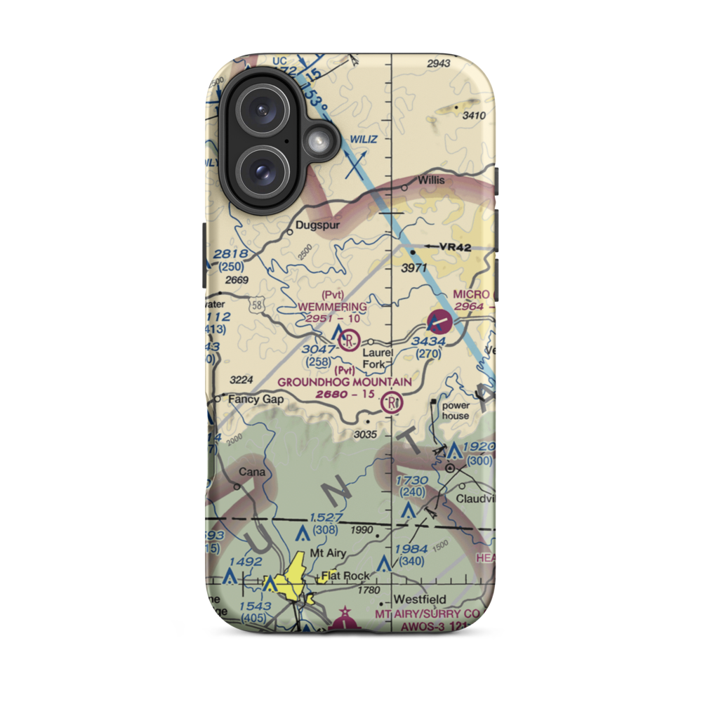 Wemmering Airport (57VA) VFR Sectional  Tough iPhone Case iPhone 16 Plus model shown