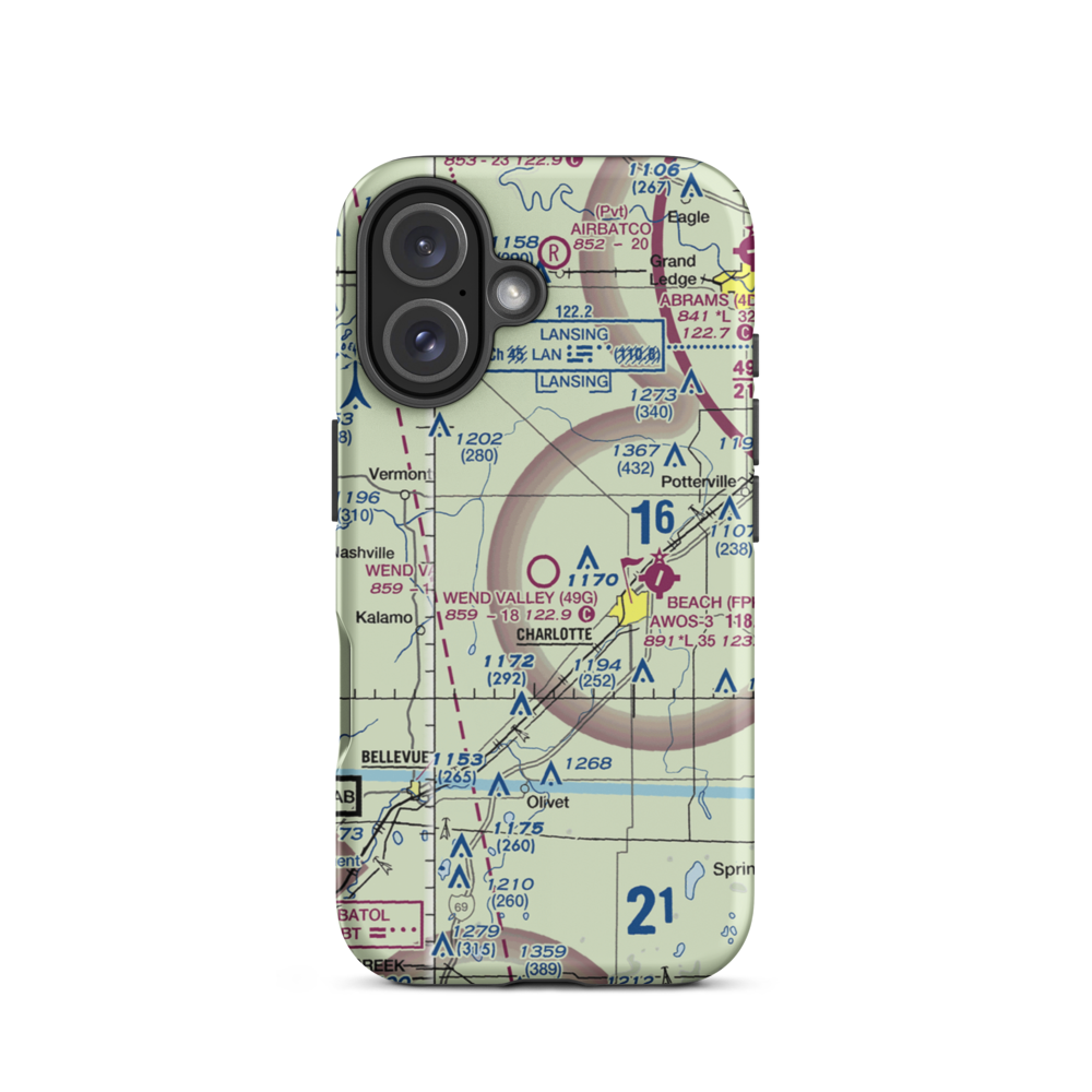 Wend Valley Airport (49G) VFR Sectional  Tough iPhone Case iPhone 16 model shown