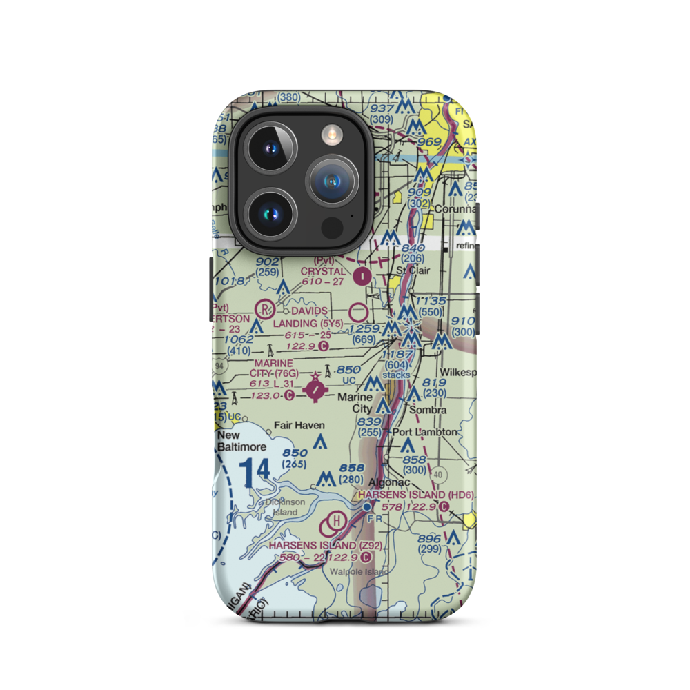 Wenning Landing Area Airport (MI37) VFR Sectional  Tough iPhone Case iPhone 16 Pro model shown