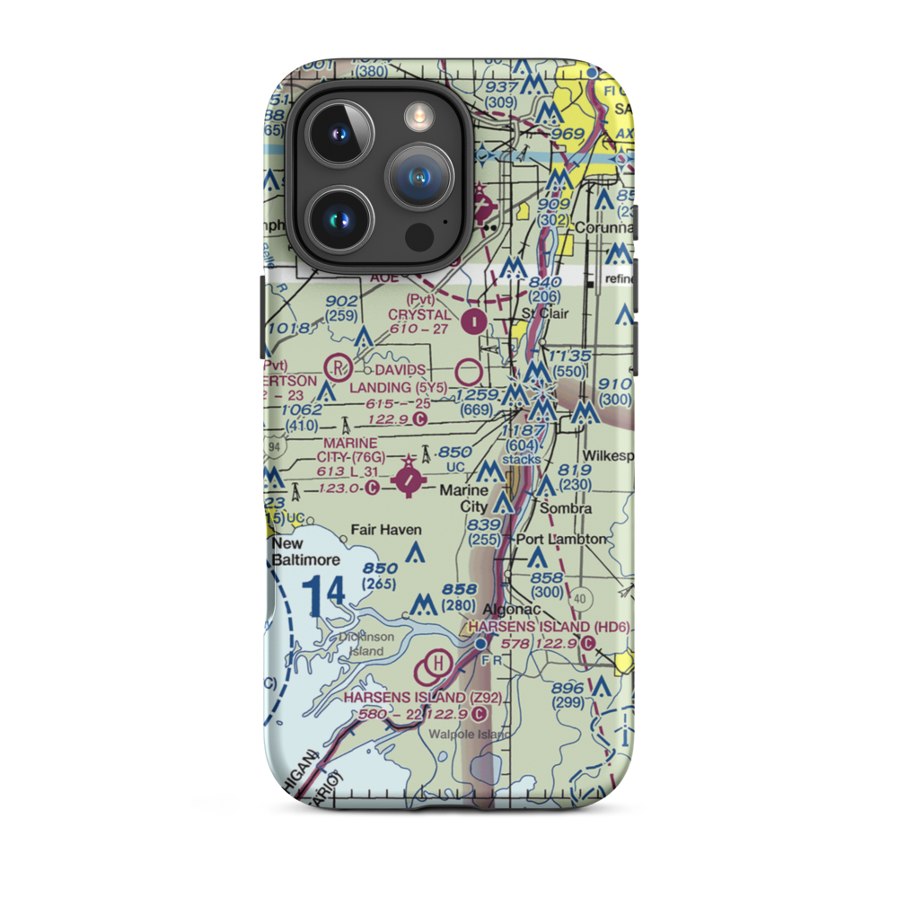 Wenning Landing Area Airport (MI37) VFR Sectional  Tough iPhone Case iPhone 16 Pro Max model shown