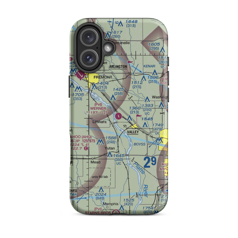 Werner Airport (NE56) VFR Sectional  Tough iPhone Case iPhone 16 Plus model shown