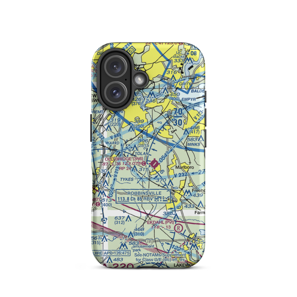 Werner Private Airport (NJ75) VFR Sectional  Tough iPhone Case iPhone 16 model shown