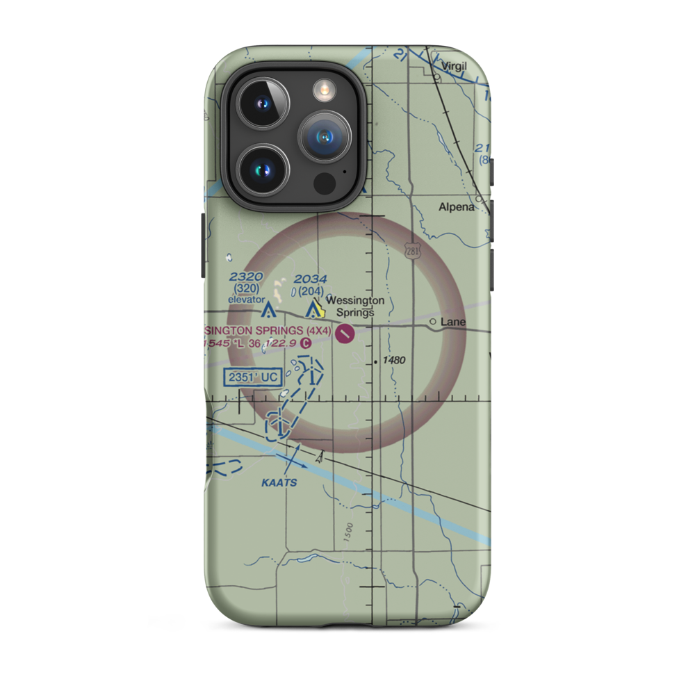 Wessington Springs Airport (4X4) VFR Sectional  Tough iPhone Case iPhone 16 Pro Max model shown
