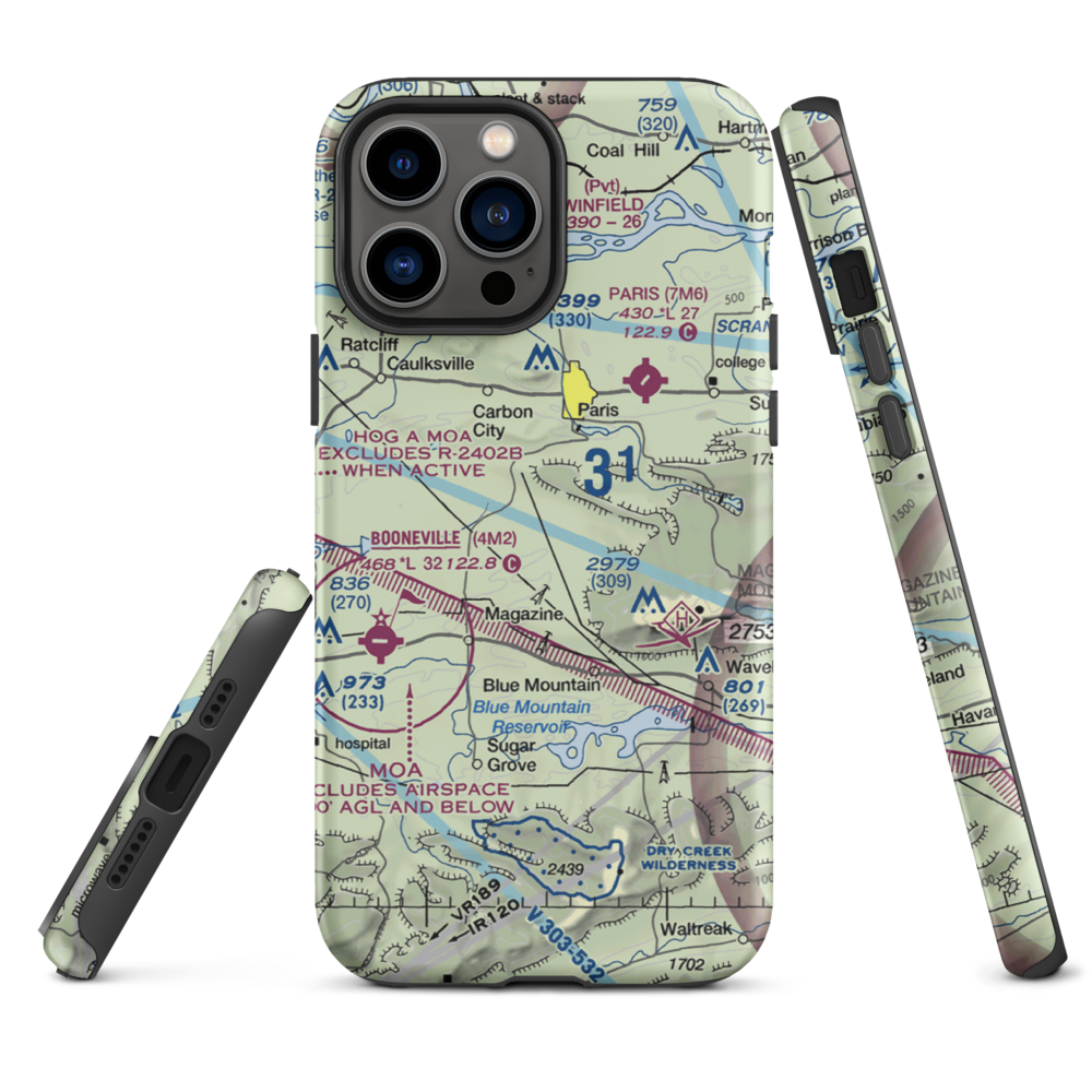 Wesson-Davis Field (AR19) VFR Sectional  Tough iPhone Case iPhone 13 Pro Max model shown