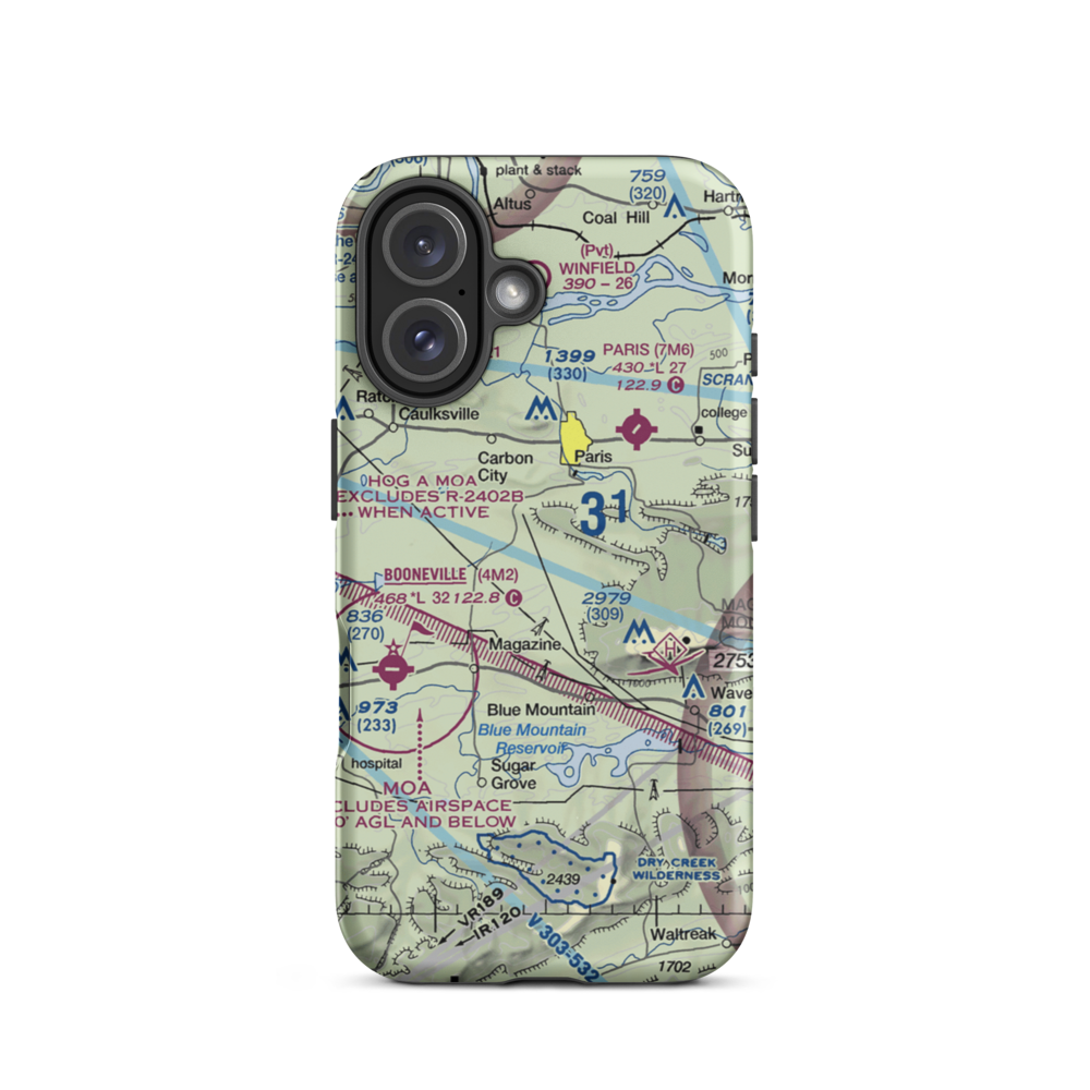 Wesson-Davis Field (AR19) VFR Sectional  Tough iPhone Case iPhone 16 model shown