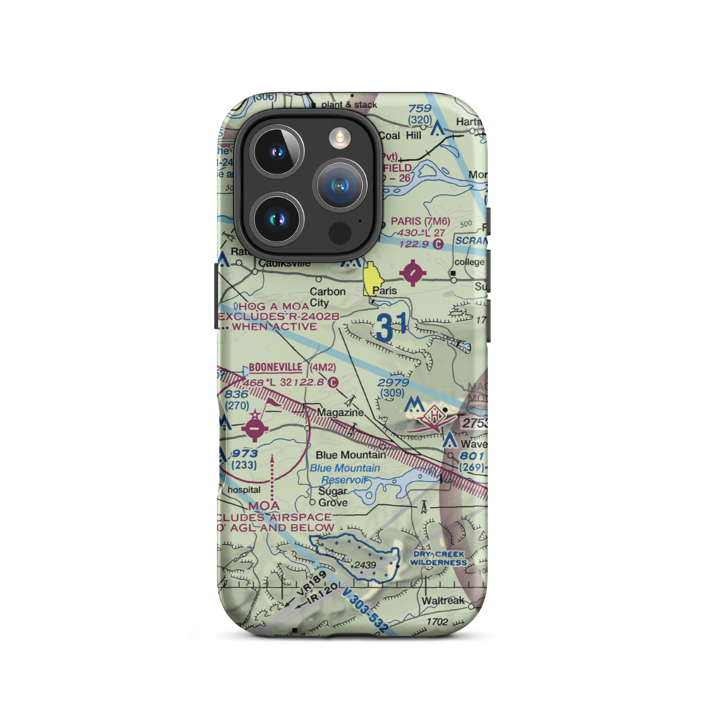 Wesson-Davis Field (AR19) VFR Sectional  Tough iPhone Case iPhone 16 Pro model shown