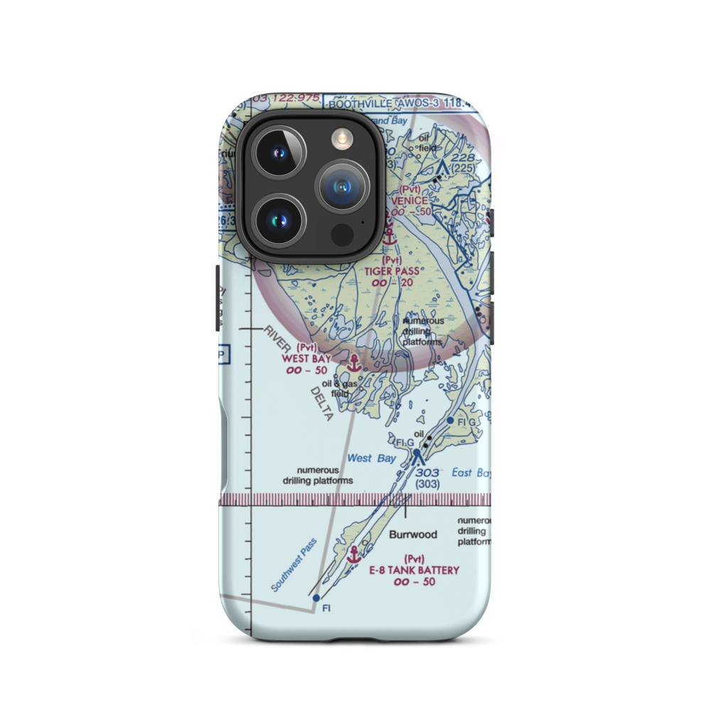 West Bay Seaplane Base (LA98) VFR Sectional  Tough iPhone Case iPhone 16 Pro model shown