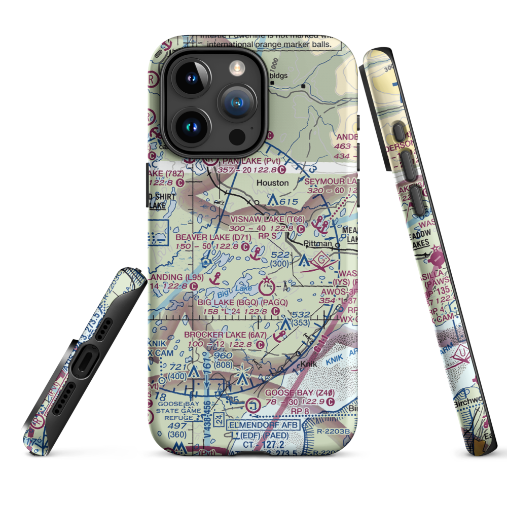 West Beaver Airport (09AK) VFR Sectional  Tough iPhone Case iPhone 15 Pro Max model shown