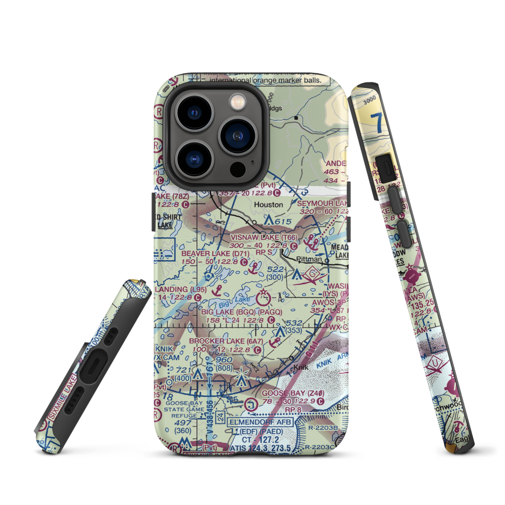 West Beaver Seaplane Base (AA01) VFR Sectional  Tough iPhone Case iPhone 13 Pro model shown
