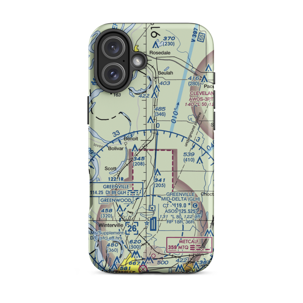 West Bolivar Flying Service Airport (MS37) VFR Sectional  Tough iPhone Case iPhone 16 Plus model shown