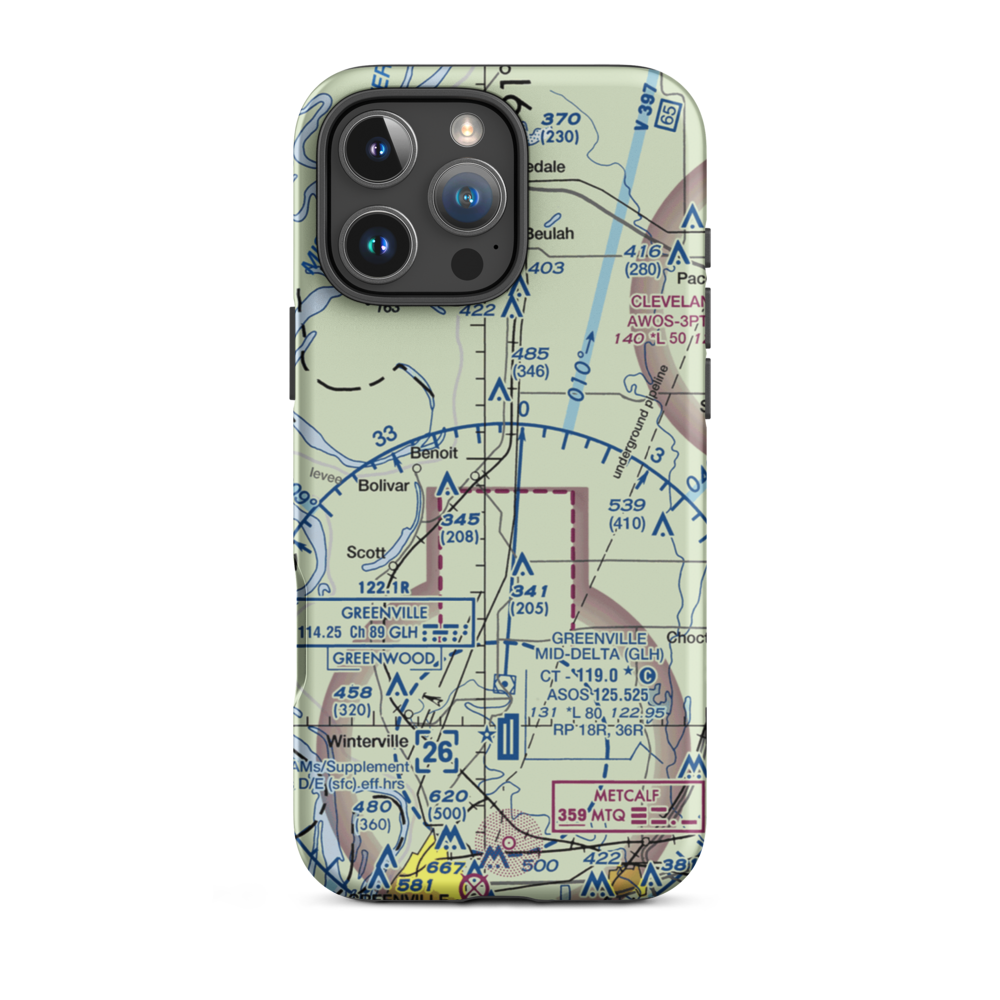 West Bolivar Flying Service Airport (MS37) VFR Sectional  Tough iPhone Case iPhone 16 Pro Max model shown