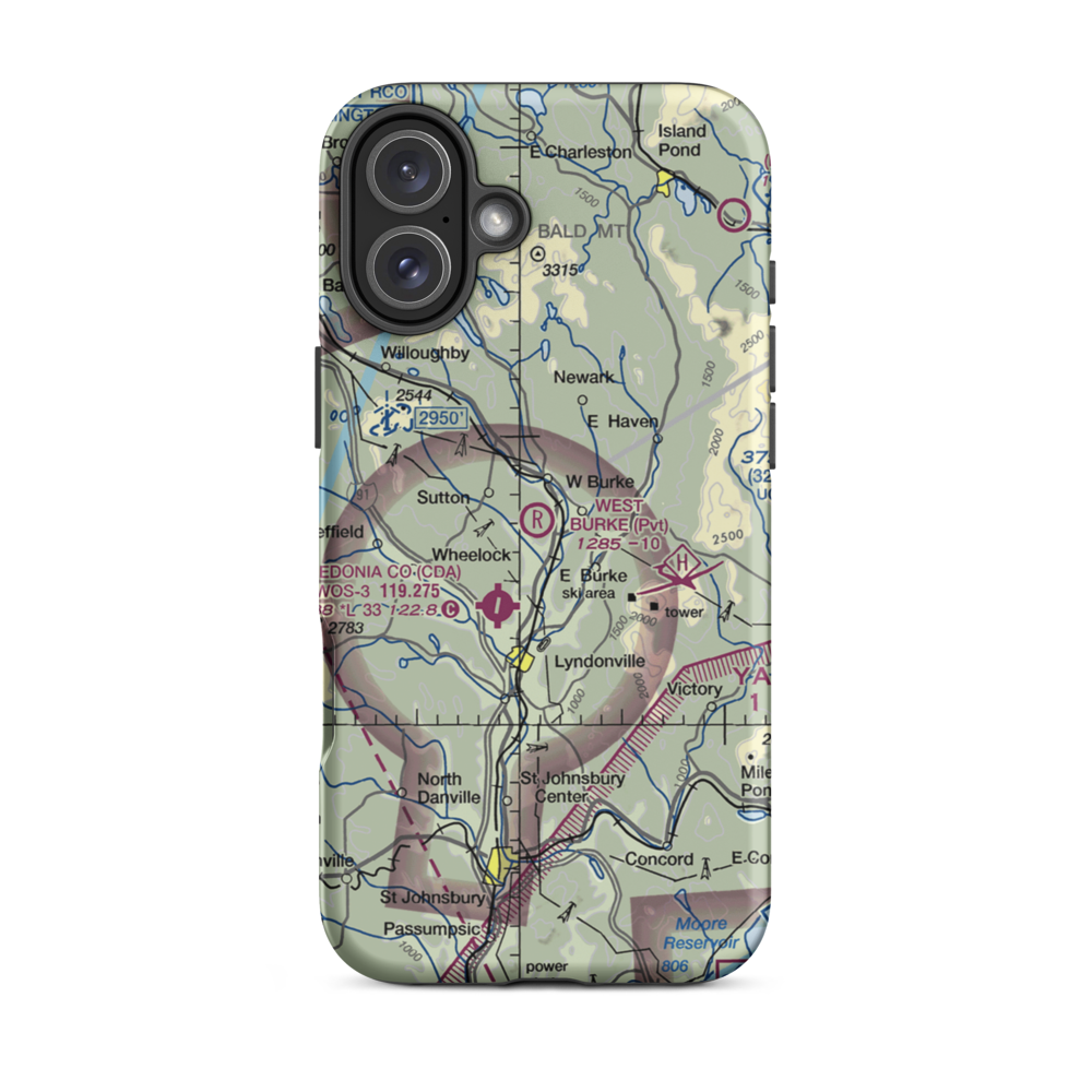 West Burke Aerodrome (VT56) VFR Sectional  Tough iPhone Case iPhone 16 Plus model shown