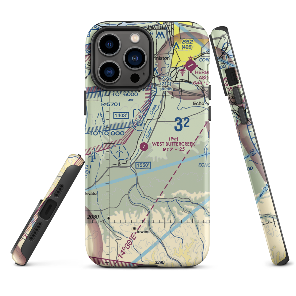 West Buttercreek Airport (OL02) VFR Sectional  Tough iPhone Case iPhone 13 Pro Max model shown