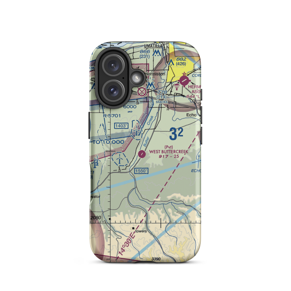 West Buttercreek Airport (OL02) VFR Sectional  Tough iPhone Case iPhone 16 model shown