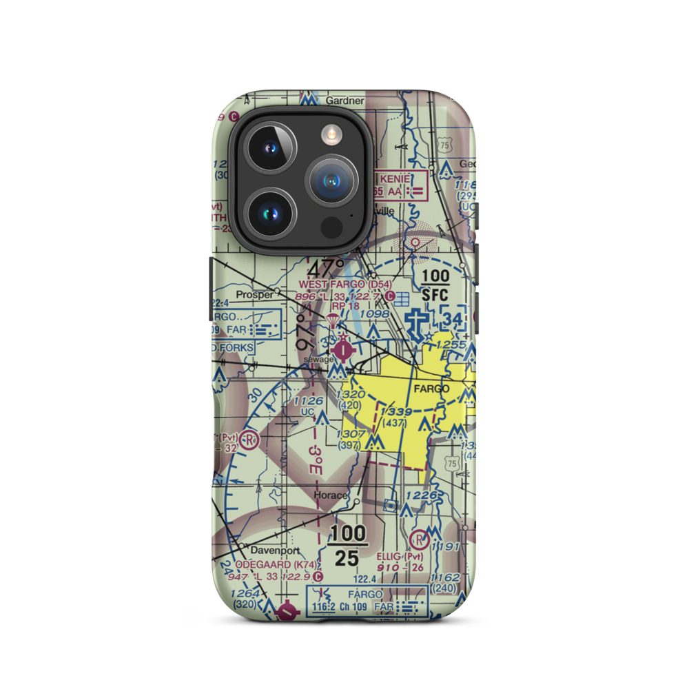 West Fargo Municipal Airport (D54) VFR Sectional  Tough iPhone Case iPhone 16 Pro model shown