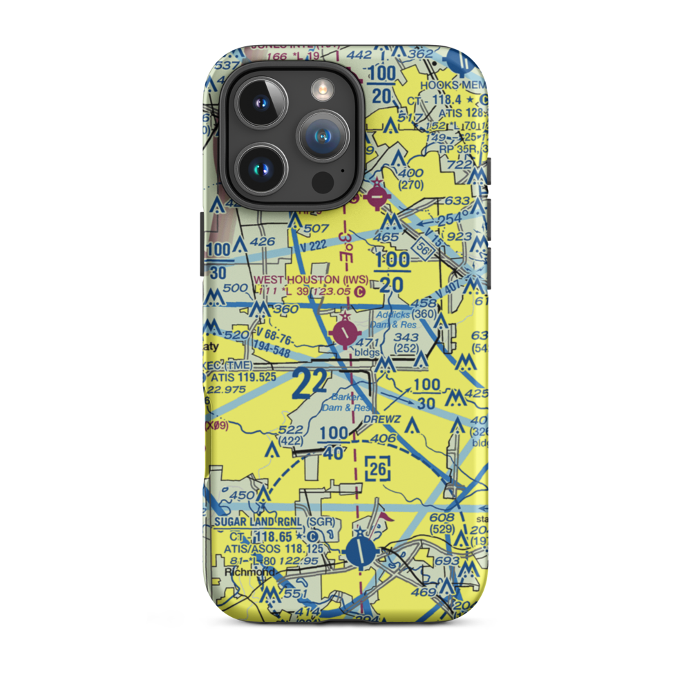 West Houston Airport (IWS) VFR Sectional  Tough iPhone Case iPhone 16 Pro Max model shown