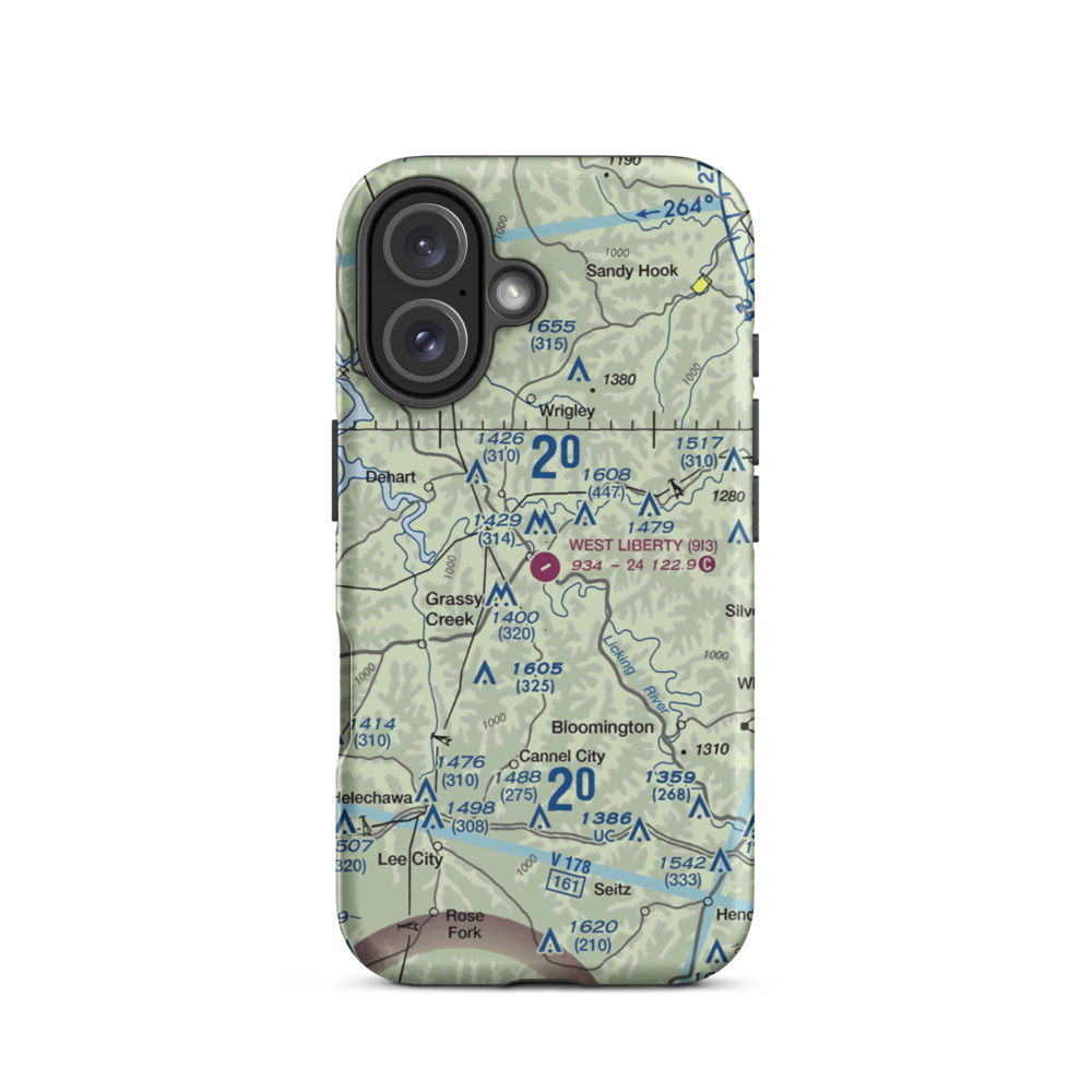 West Liberty Airport (9I3) VFR Sectional  Tough iPhone Case iPhone 16 model shown