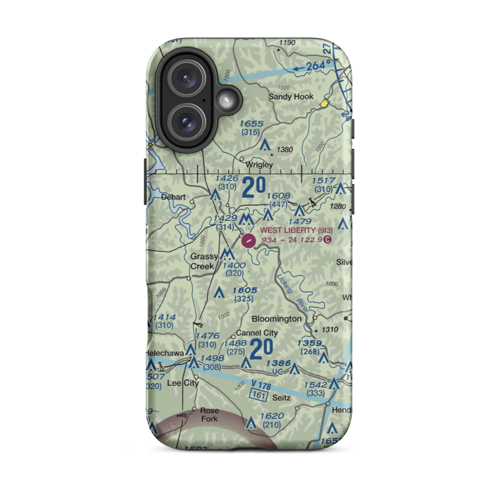 West Liberty Airport (9I3) VFR Sectional  Tough iPhone Case iPhone 16 Plus model shown