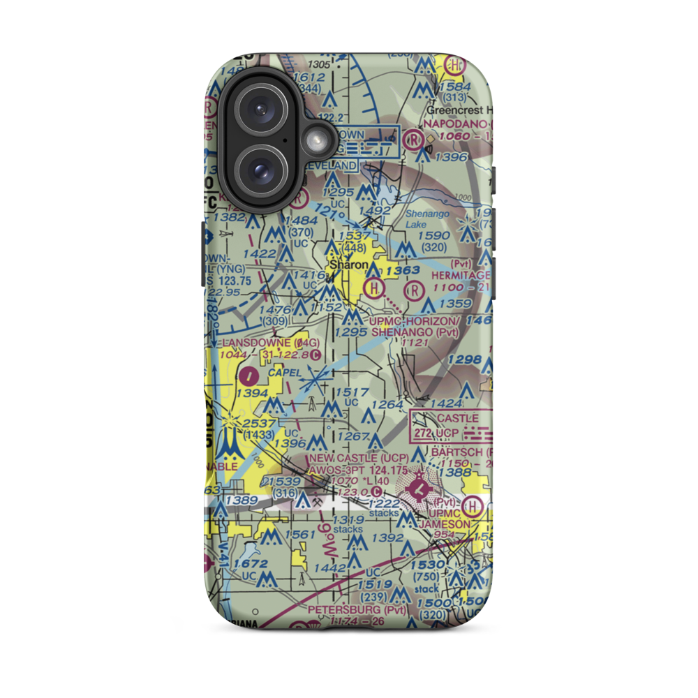 West Middlesex Airport (PA21) VFR Sectional  Tough iPhone Case iPhone 16 Plus model shown