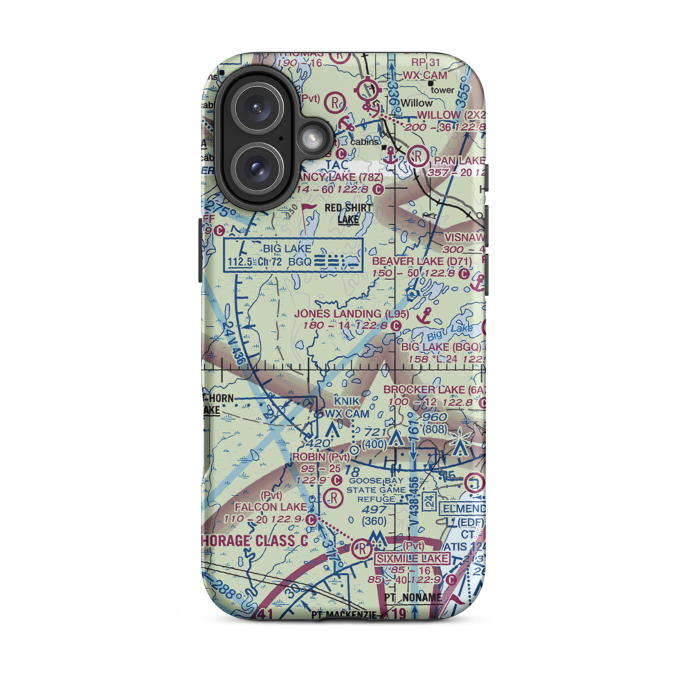West Papoose Lake Airpark (44AK) VFR Sectional  Tough iPhone Case iPhone 16 Plus model shown