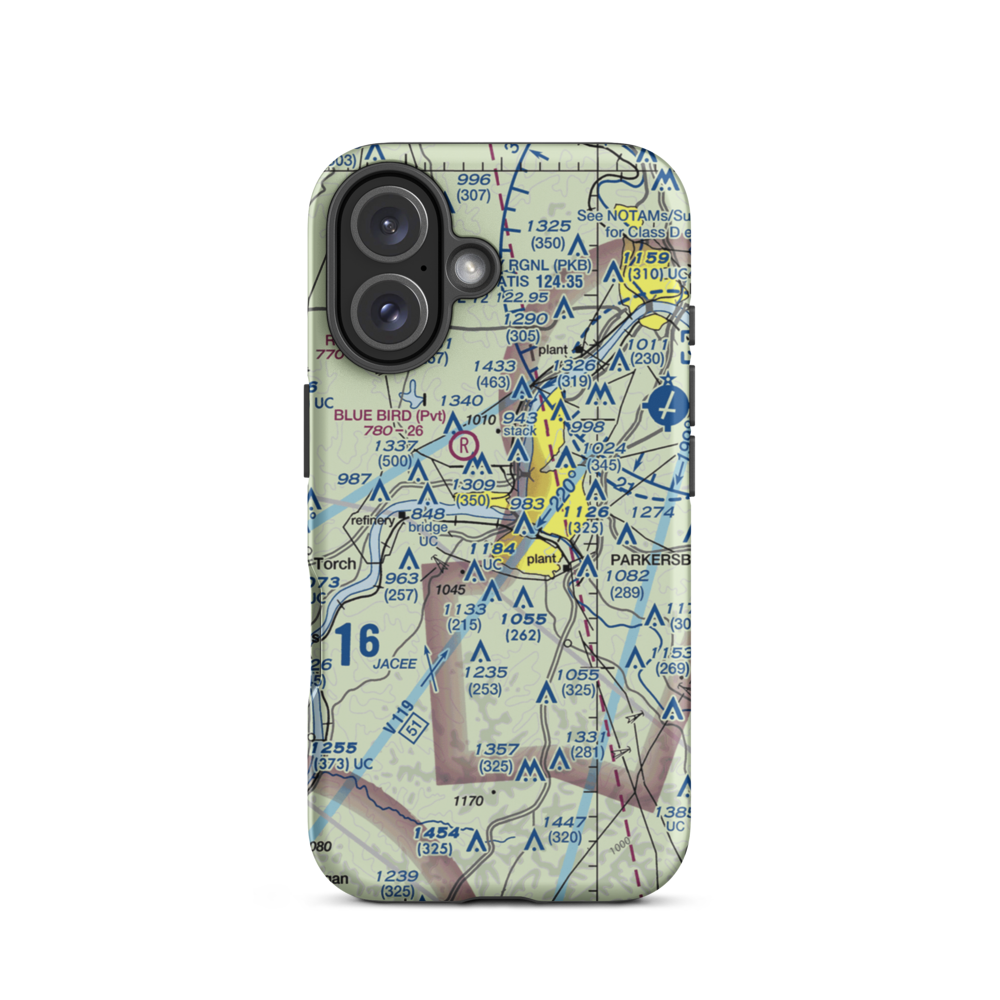 West Parkersburg Seaplane Base (WV38) VFR Sectional  Tough iPhone Case iPhone 16 model shown