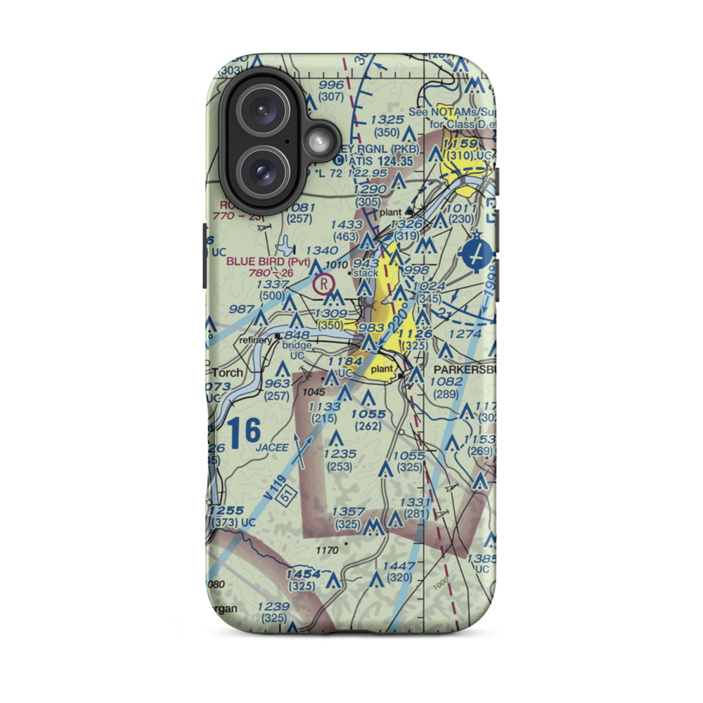 West Parkersburg Seaplane Base (WV38) VFR Sectional  Tough iPhone Case iPhone 16 Plus model shown