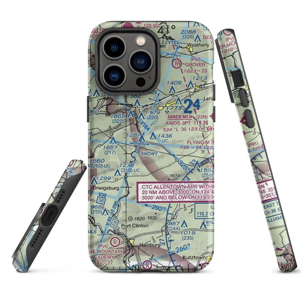 West Penn Township Airport (PS99) VFR Sectional  Tough iPhone Case iPhone 14 Pro Max model shown