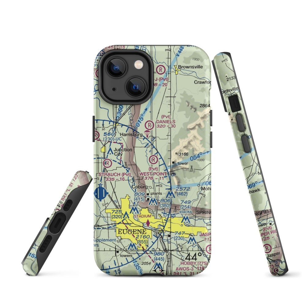 West Point Airport (OR45) VFR Sectional  Tough iPhone Case iPhone 14 model shown