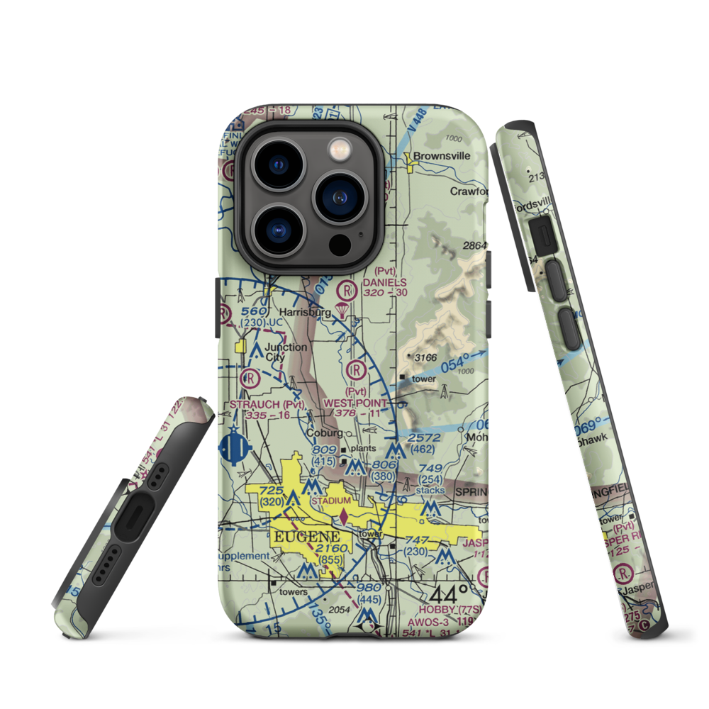 West Point Airport (OR45) VFR Sectional  Tough iPhone Case iPhone 14 Pro model shown