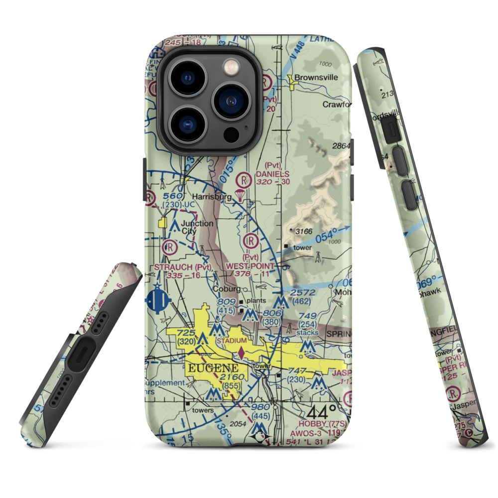 West Point Airport (OR45) VFR Sectional  Tough iPhone Case iPhone 14 Pro Max model shown