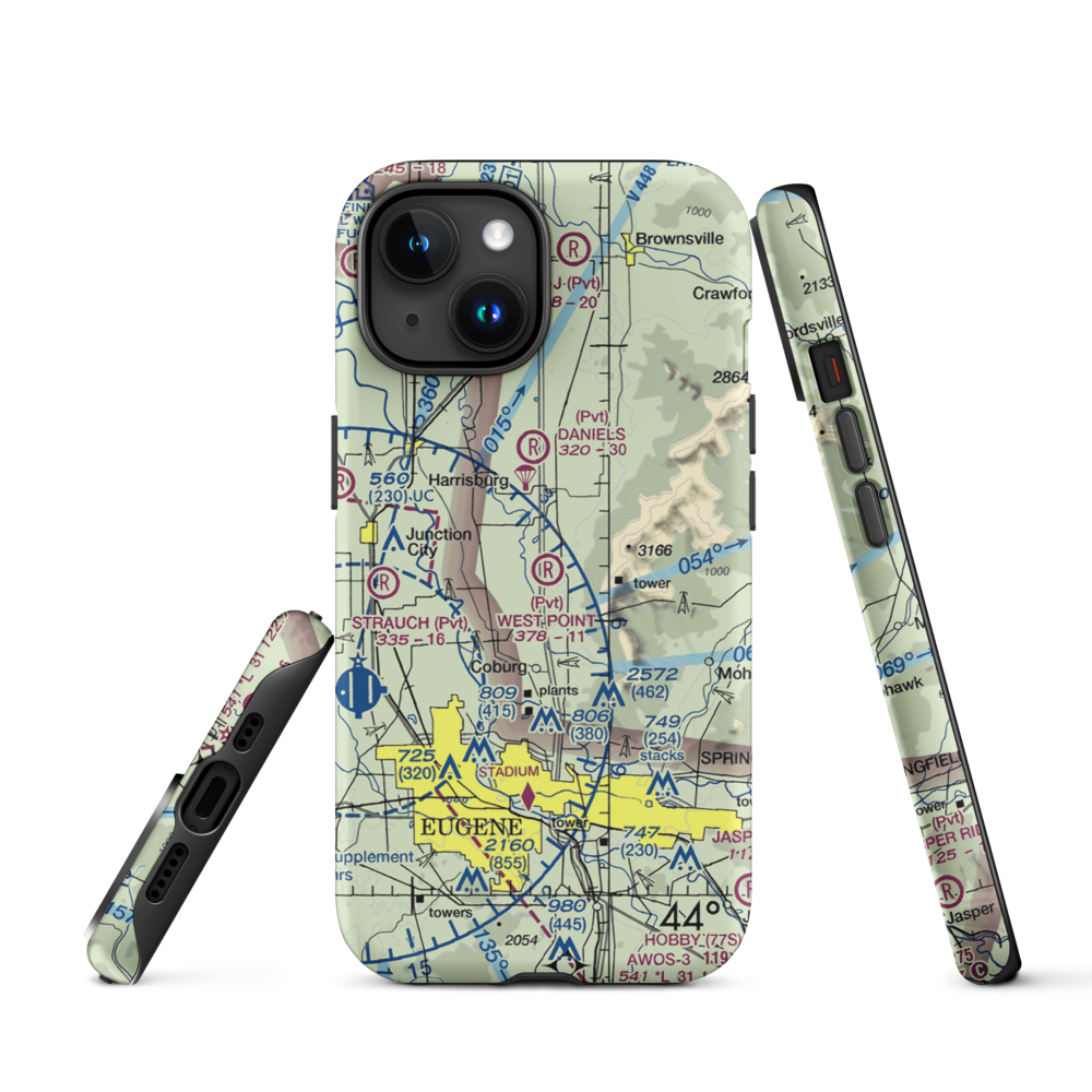 West Point Airport (OR45) VFR Sectional  Tough iPhone Case iPhone 15 model shown