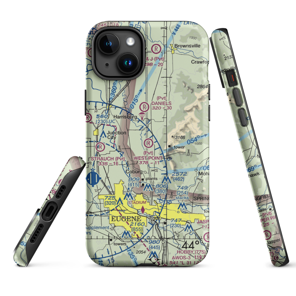 West Point Airport (OR45) VFR Sectional  Tough iPhone Case iPhone 15 Plus model shown