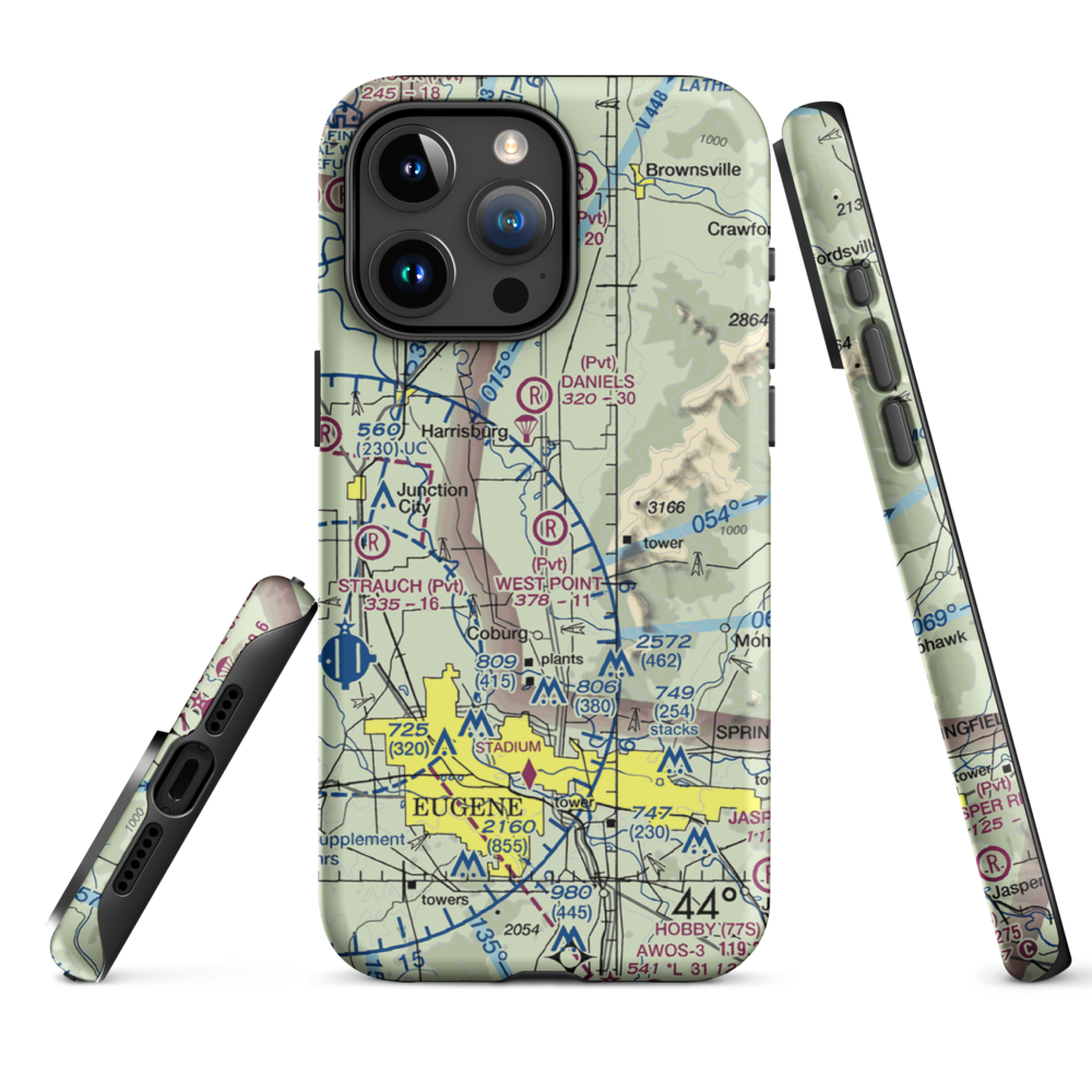 West Point Airport (OR45) VFR Sectional  Tough iPhone Case iPhone 15 Pro Max model shown