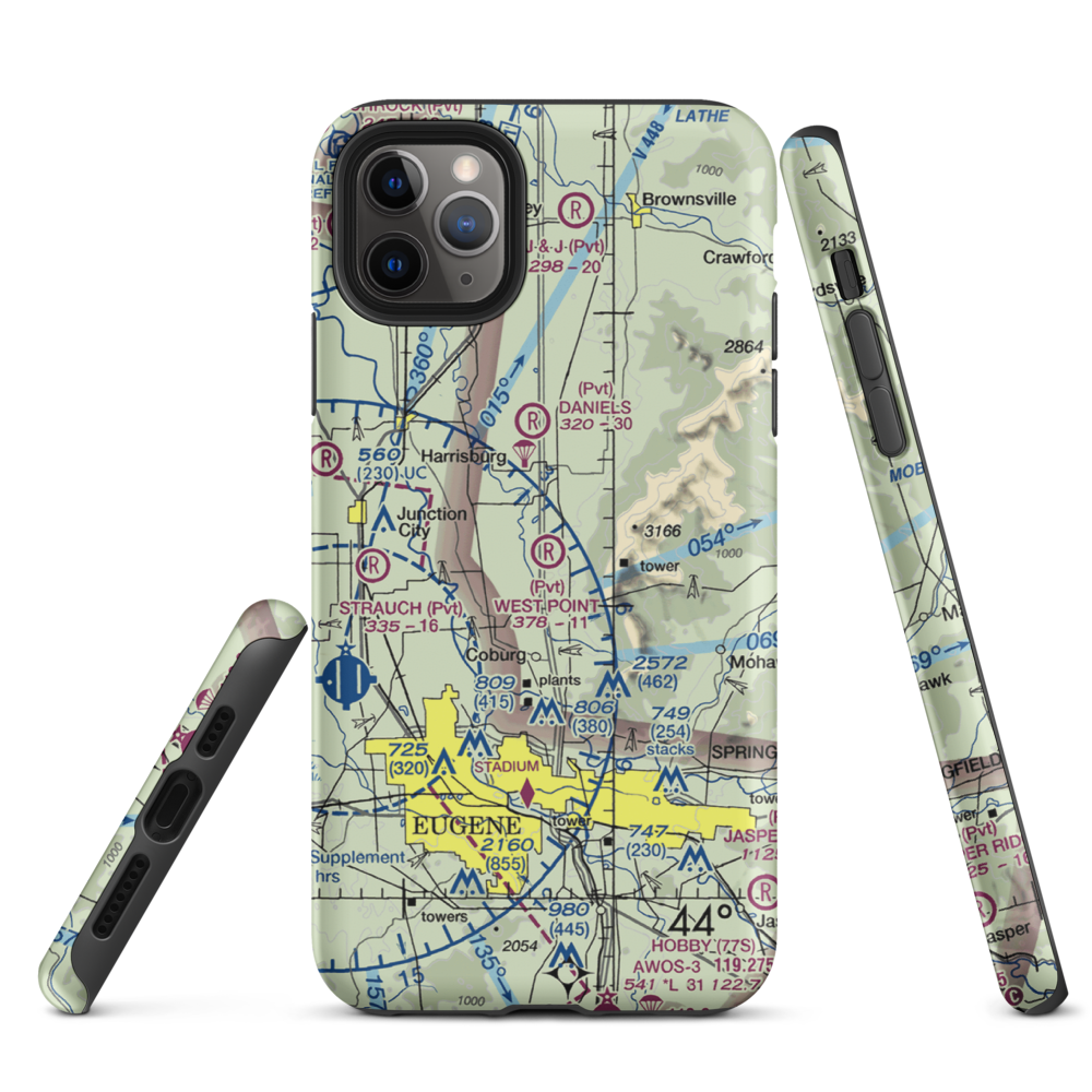 West Point Airport (OR45) VFR Sectional  Tough iPhone Case iPhone 11 Pro Max model shown