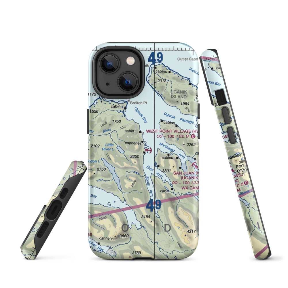 West Point Village Seaplane Base (KWP) VFR Sectional  Tough iPhone Case iPhone 14 model shown