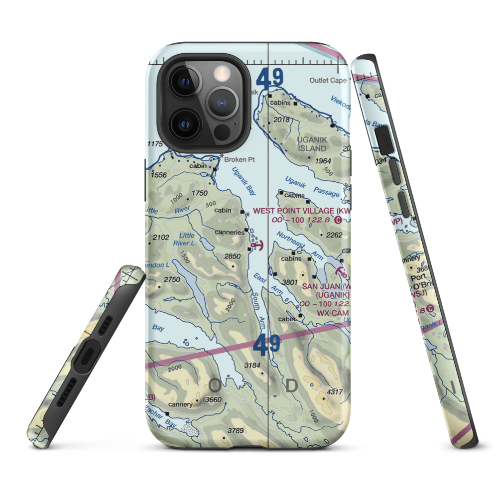 West Point Village Seaplane Base (KWP) VFR Sectional  Tough iPhone Case iPhone 12 Pro Max model shown