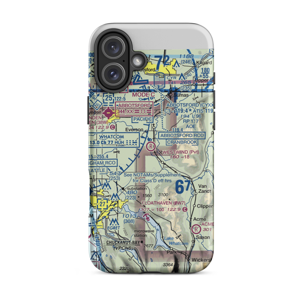 West Wind Airport (7WA3) VFR Sectional  Tough iPhone Case iPhone 16 Plus model shown
