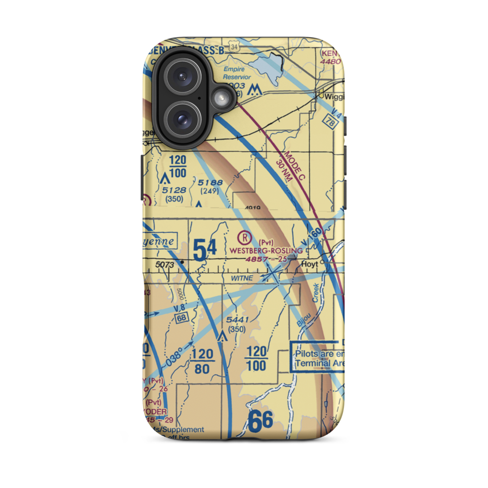 Westberg-Rosling Farms Airport (74CO) VFR Sectional  Tough iPhone Case iPhone 16 Plus model shown