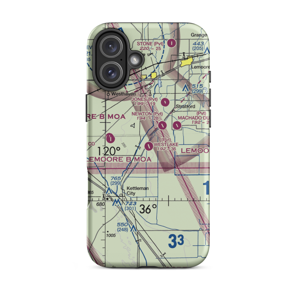 Westlake Farms Airport (92CA) VFR Sectional  Tough iPhone Case iPhone 16 Plus model shown