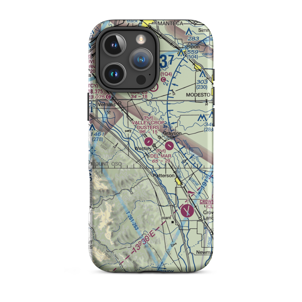 Westley Airport (CA67) VFR Sectional  Tough iPhone Case iPhone 16 Pro Max model shown