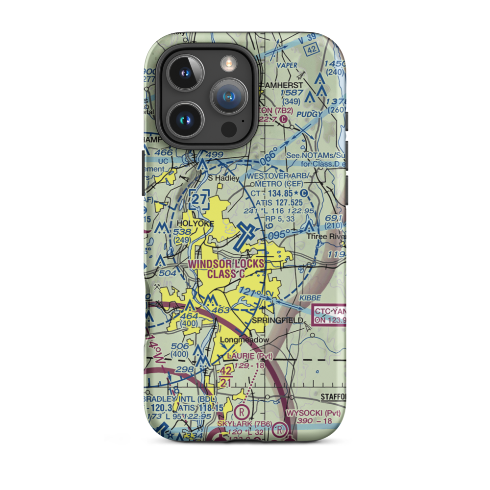 Westover ARB/Metropolitan Airport (CEF) VFR Sectional  Tough iPhone Case iPhone 16 Pro Max model shown